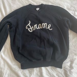FRAME xs black logo crew neck sweatshirt